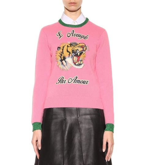 pink gucci sweater|Gucci tiger sweater women.